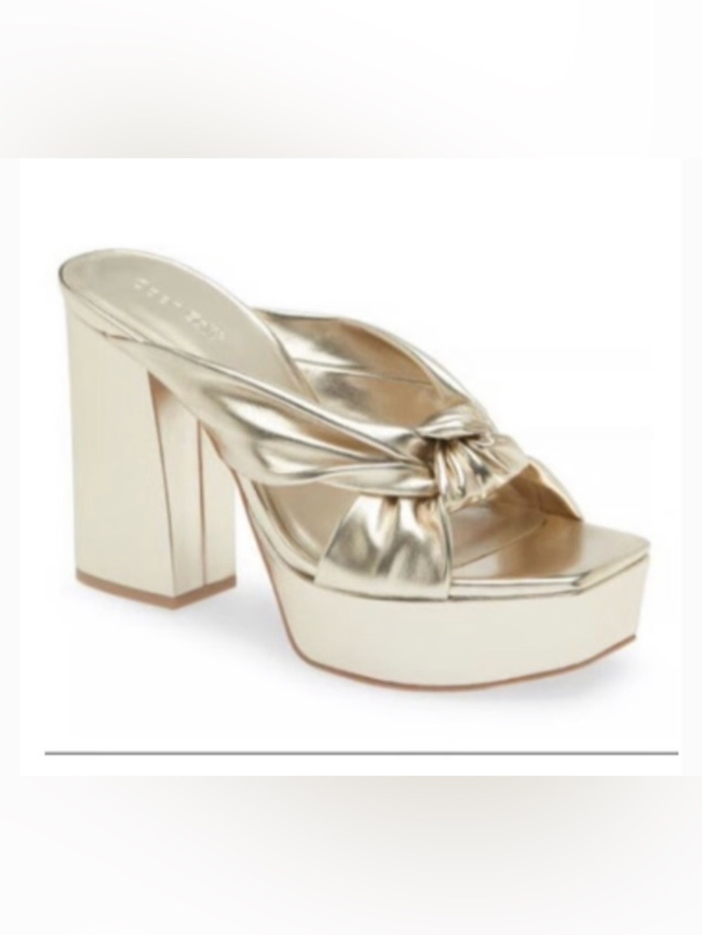Open Edit Kaia Gold Knot Platform Square Toe Sandals — Size 8.5